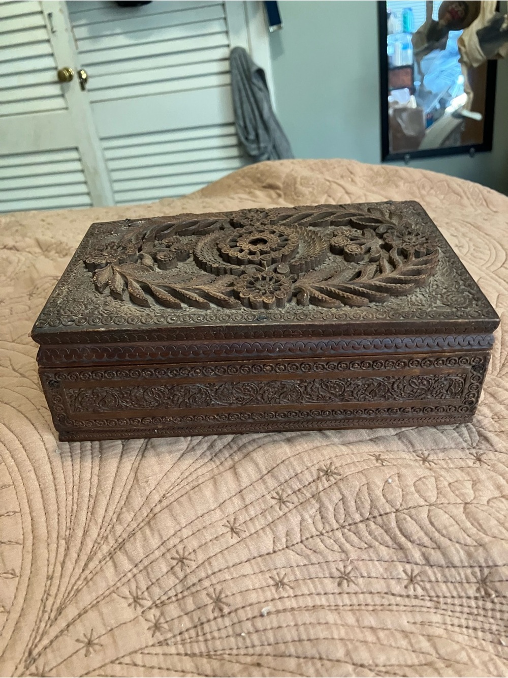 Vintage Hand Carved Trinket Box